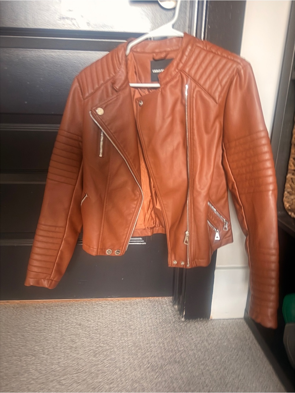 Urban Republic Women's Cognac Brown Moto Leather Jacket